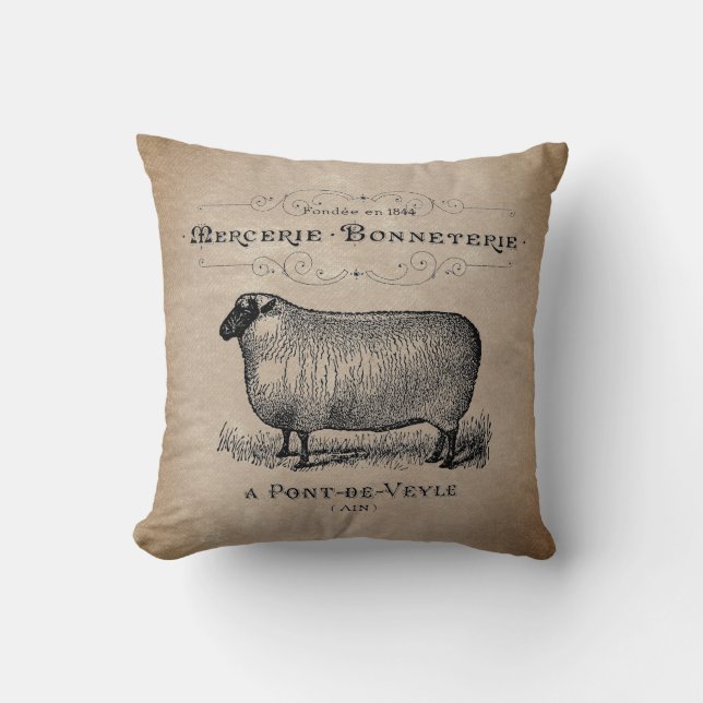 Coussin Rustique Vintage Mouton vieilli (Recto)