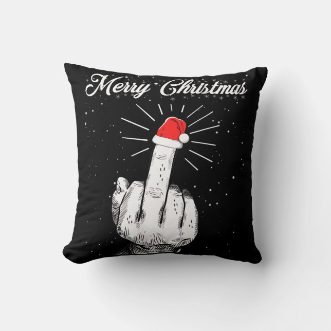 Coussin Ruy Joyeux Noël Moyen Doigt Xmas Vilain (Recto)