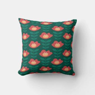 Coussin Rythme de fleurs rouges en gras