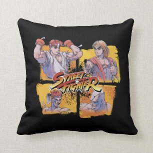 Coussin Ryu contre Ken et Adon contre Sagat
