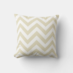 Coussin Sable Beige Blanc Grand Motif Chevron ZigZag