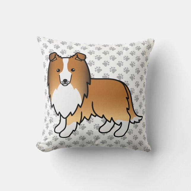 Coussin Sable Shetland Sheepdog Cartoon Chien et pattes (Recto)