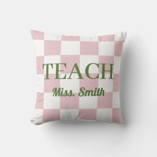 Coussin Sac à main personnalisable enseignante rose à carr