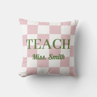 Coussin Sac à main personnalisable enseignante rose à carr