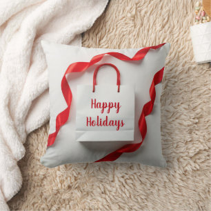 Coussin Sac Cadeau Fêtes de Fin d'Année Avec Rubans Rouges