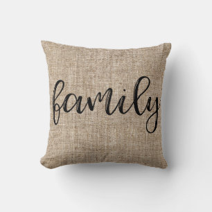 Coussin Sac de jute marron rustique de ferme FAMILLE