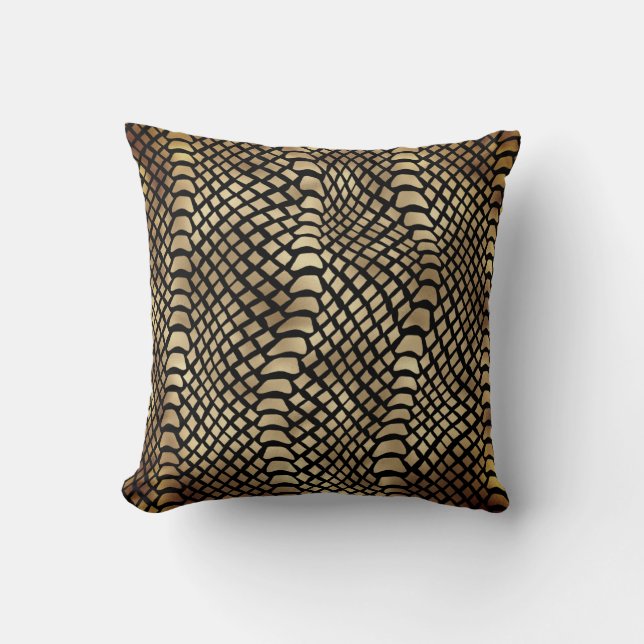 Coussin Safari Africain Black Gold Python Animal Skin Sepi (Recto)