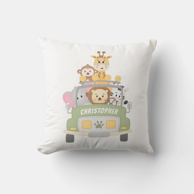 Coussin Safari animal Personnalisé Enfant (Recto)