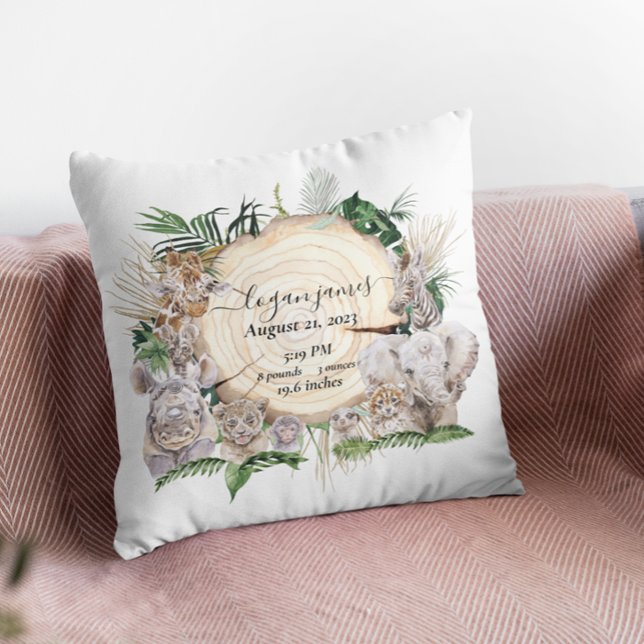 Coussin Safari Bébés animaux Jungle Bébé statistiques de n (Créateur téléchargé)