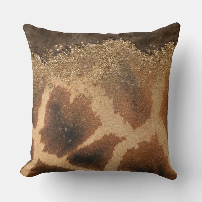Coussin Safari Chic : Texture de peau animale Jeter des or (Recto)