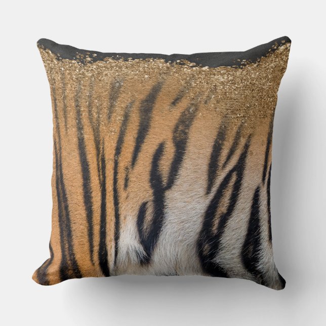 Coussin Safari Chic : Texture de peau animale Jeter des or (Recto)