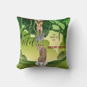 Coussin Safari dans la Jungle "Ça va être sauvage" Baby Sh
