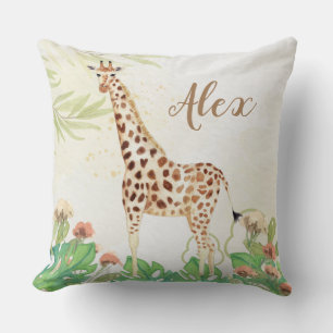 Coussin safari en bois personnalisé girafes enfants de ver