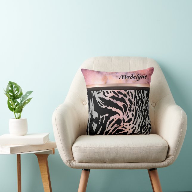 Coussin Safari en Tigre rose de marbre Imprimer Personnali (Chaise)