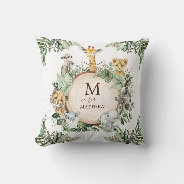 Coussin Safari sauvage mignonne Jungle Animaux Verdure rus (Recto)