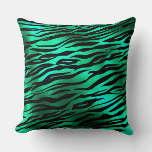 Coussin Safari stylé vert et noir Stripes de tigres sauvag