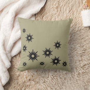 Coussin Sage & Black Starburst Design