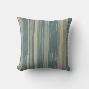 Coussin Sage bleu sarcelle et rayures beige