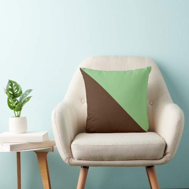 Coussin Sage et brun riche diagonale Two Tone (Chaise)
