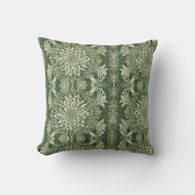 Coussin Sage Green Floral Élégant (Recto)