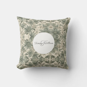 Coussin Sage Green Floral Élégant