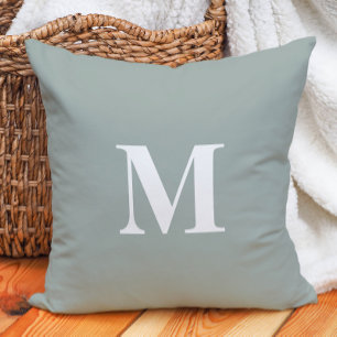 Coussin Sage Green Moderne Agritourisme Monogramme