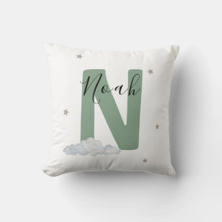 Coussin Sage Green Personalized Baby Name Pillow Custom