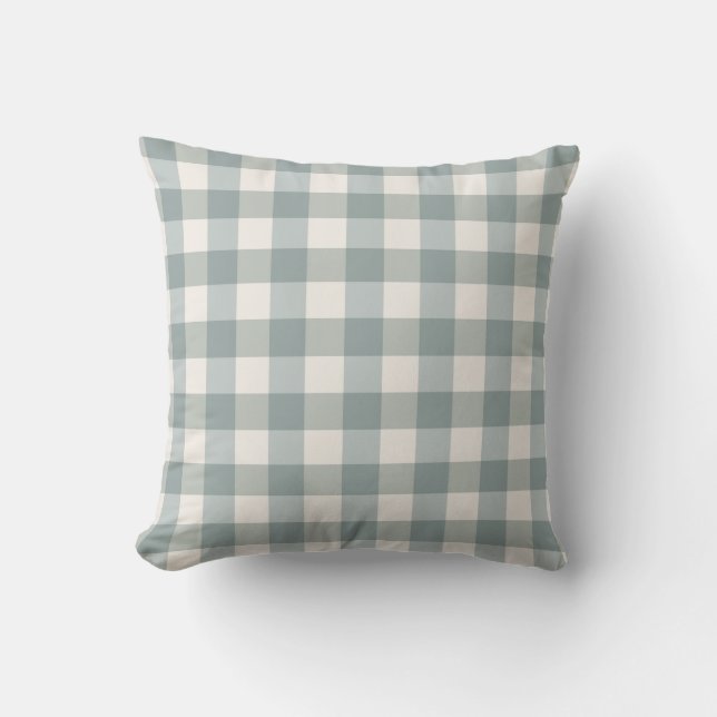 Coussin Sage Green Plaid Country Fabriqué En vichy Simple (Recto)