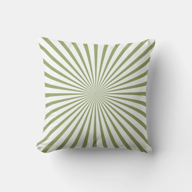 Coussin Sage Vert & Blanc Rayures Rayantes (Recto)