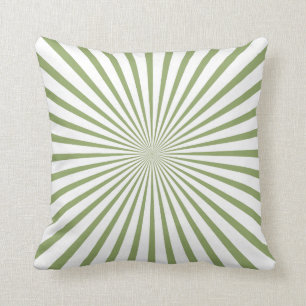 Coussin Sage Vert & Blanc Rayures Rayantes