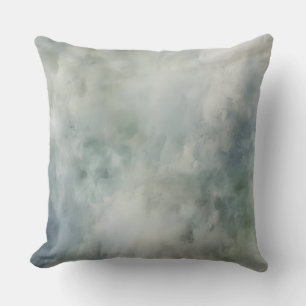 Coussin Sage Vert Bleu Poussiéreux Blanc Aquarelle Abstrai