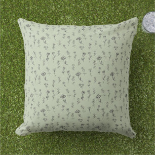 Coussin Sage vert floral fantaisie