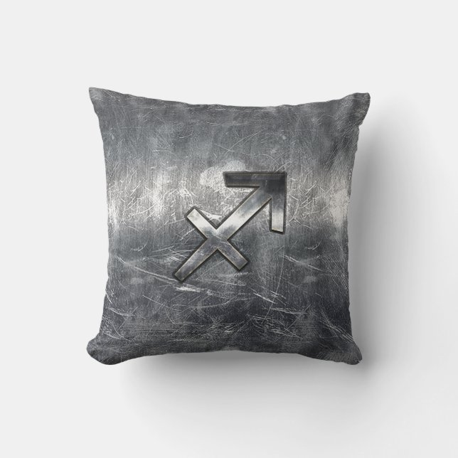 Coussin Sagittaire Symbole Grunge Distressed Style Acier (Recto)