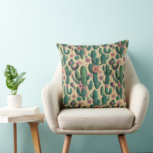 Coussin Saguaro Cactus Sud-Ouest Motif sans fil