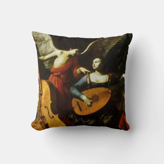 Coussin Saint Cecilia et l'ange par Carlo Saraceni (Recto)