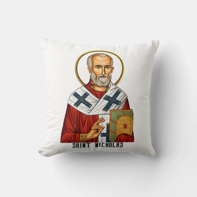 Coussin Saint Nicolas saints orthodoxe serbe icône (Recto)