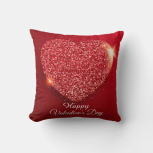 Coussin Saint Valentin Coeur étincelant Rouge