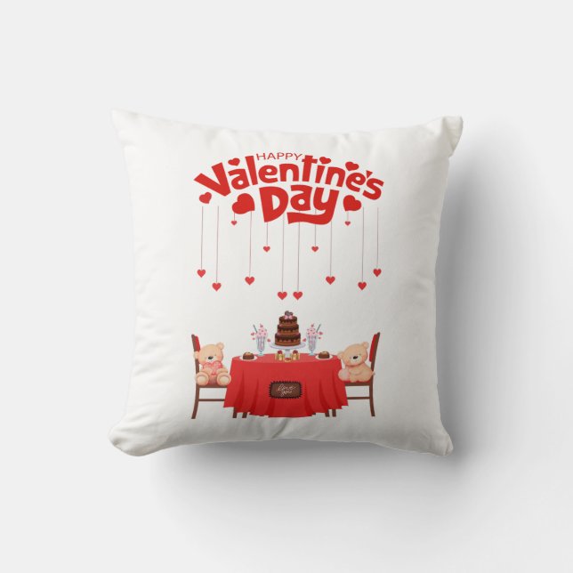 Coussin Saint Valentin Coeurs mignons Sucres Nounours (Recto)