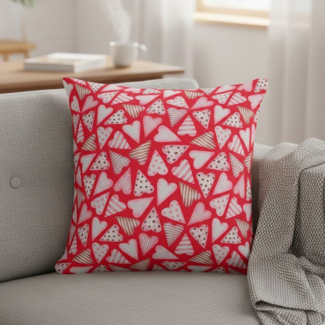 Coussin Saint Valentin Cookie Hearts aquarelle (Créateur téléchargé)