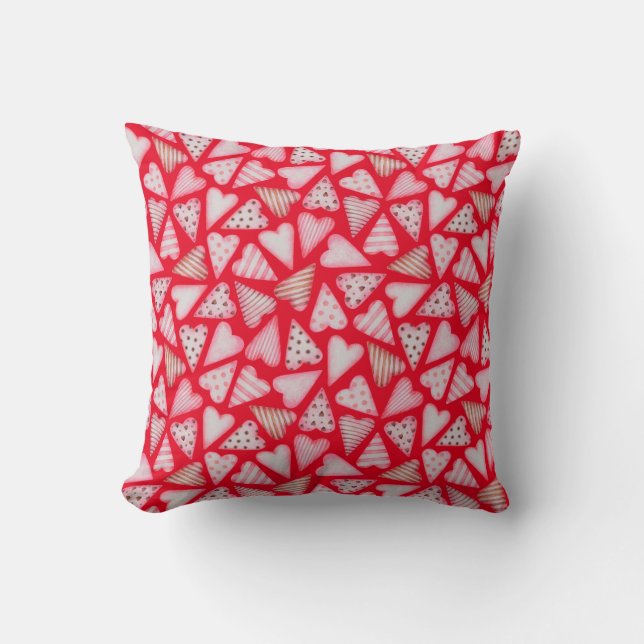 Coussin Saint Valentin Cookie Hearts aquarelle (Recto)