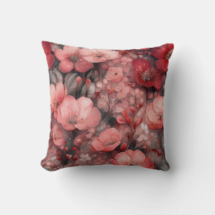 Coussin Saint-Valentin Fleurs Romantiques Rose Rouge