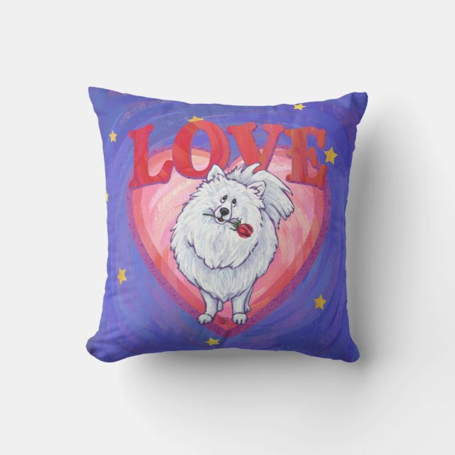 Coussin Saint Valentin Poméranie Blanche (Recto)