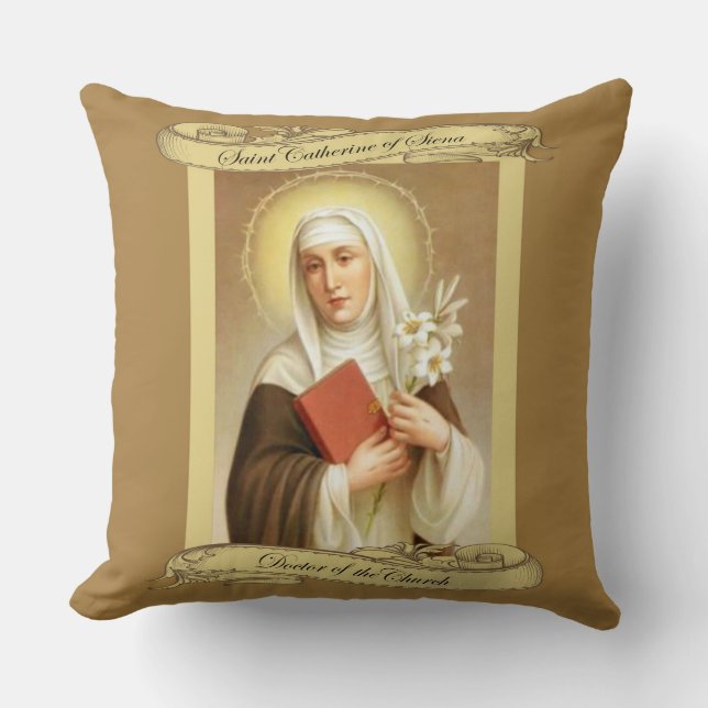 Coussin Sainte Catherine de Sienne Citation Docteur de l'E (Recto)