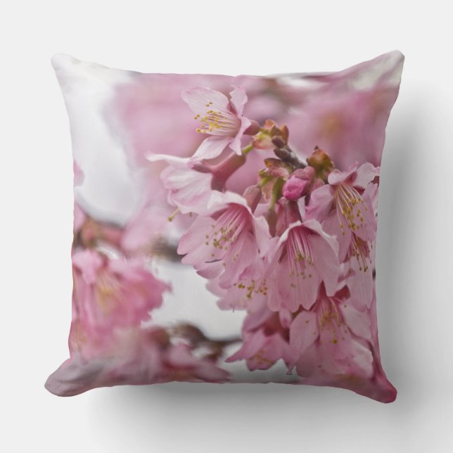 Coussin Sakura Cherry Blossoms rose pâle (Recto)