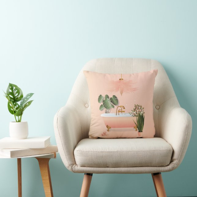 Coussin Salle de bain Pastel Pink & Green | Bain à bulles (Chaise)