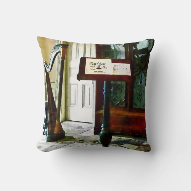 Coussin Salle De Musique Avec Harpe (Recto)