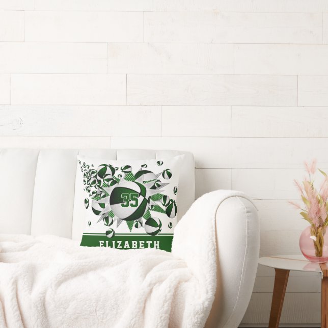 Coussin salle de sport blanche verte filles basket étoiles (Canapé)