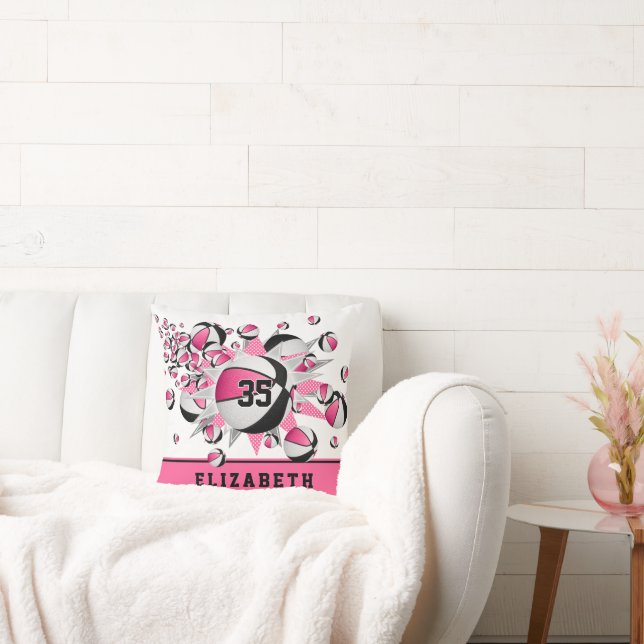 Coussin salle de sport noire rose filles basket étoiles (Canapé)