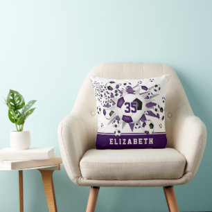 Coussin salle de sport noire violette filles ballon de foo