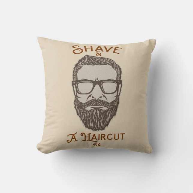 Coussin Salon de coiffeur rétro graphique de type Shave &  (Recto)